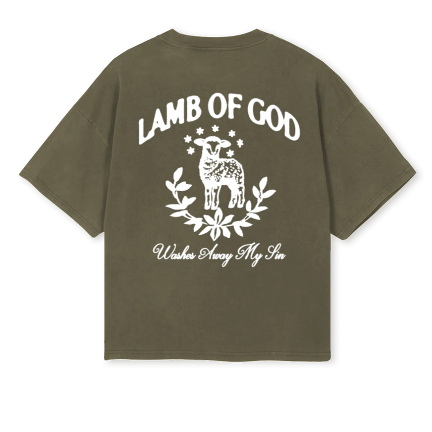 LAMBOLIVE Vintage Olive Oversized Boxy Tee. - Image 2