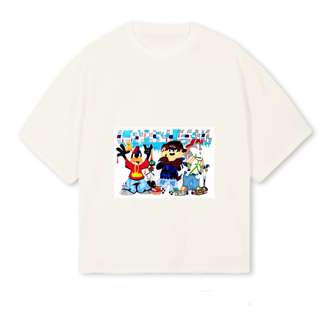 LAMBOTEESAMP Vintage White Oversized Boxy Tee.
