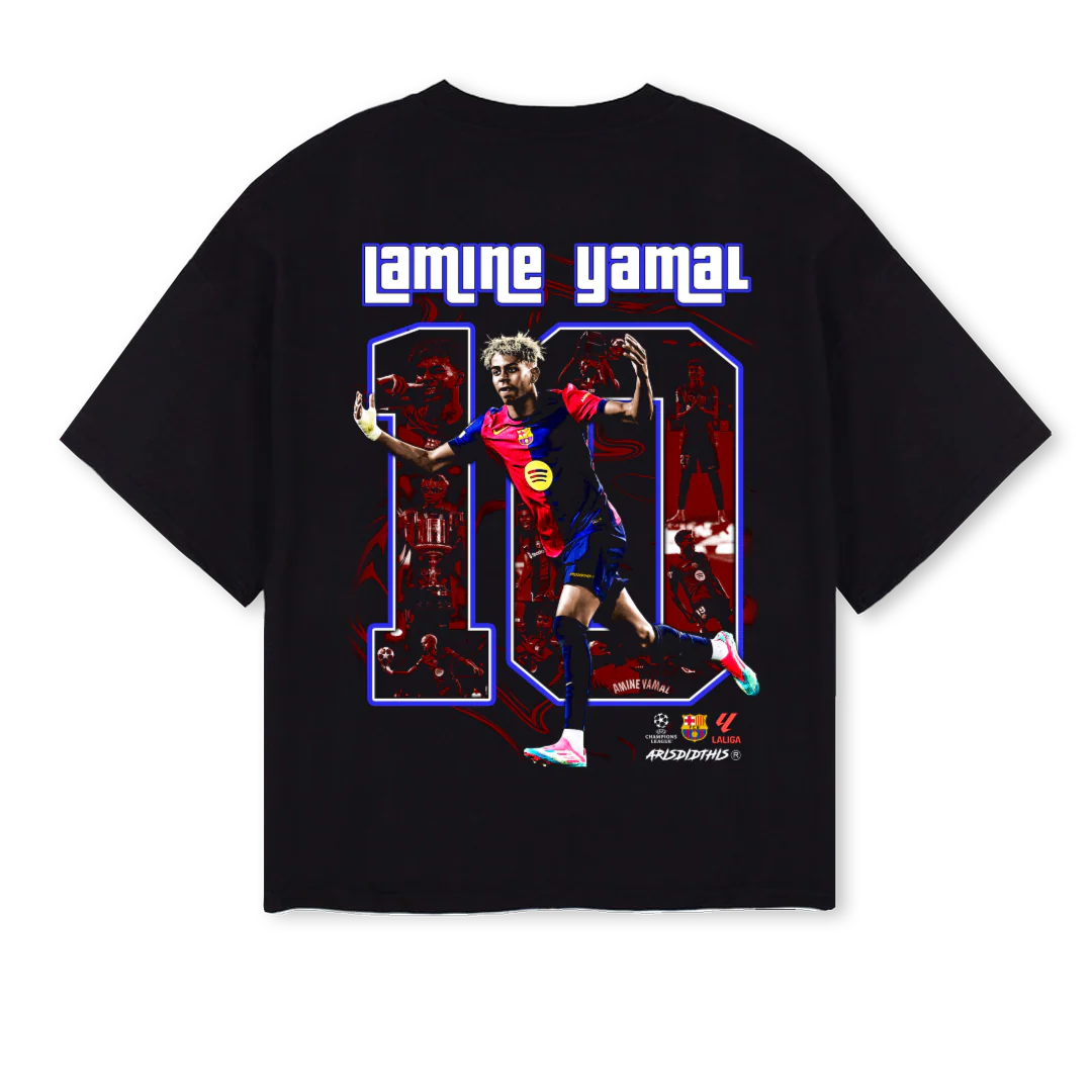 LAMINE  Black Oversized Boxy Tee. - Image 2