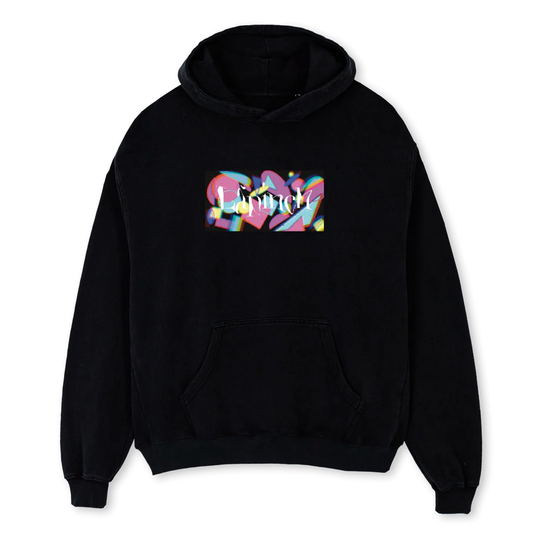 LAPINCH BOXLOGO BLK Black Oversized Hoodie.