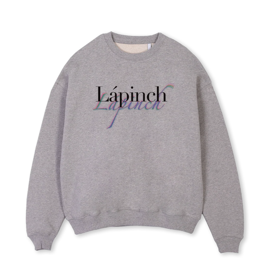 LAPINCH SHADOW PURP Grey Marl Oversized Crewneck Sweater.