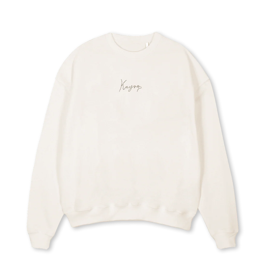LASO Vintage White Oversized Crewneck Sweater.