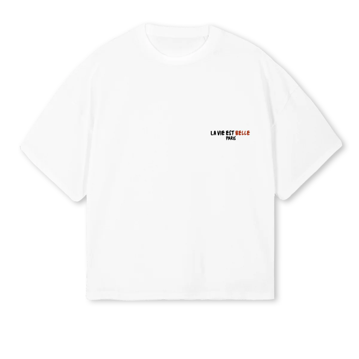 LAVIEGEXECIQ White Oversized Boxy Tee.