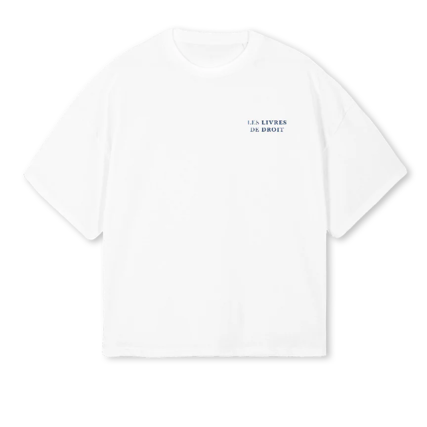 LAWBOOKS White Oversized Boxy Tee.