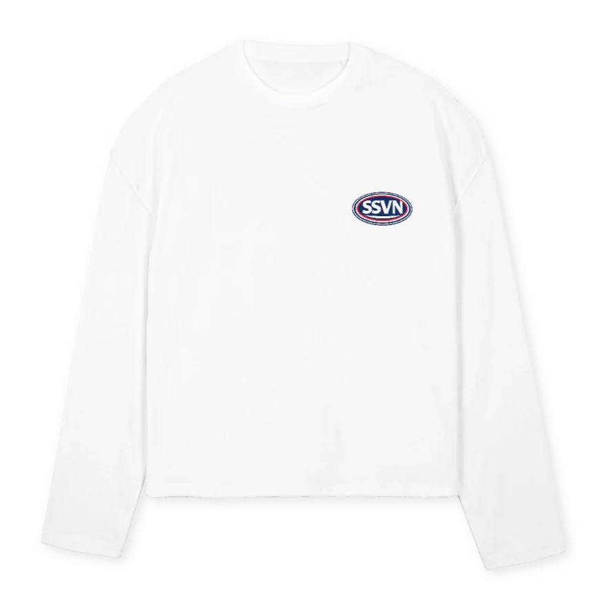 SSVNLS_W White Oversized Boxy LS Tee.