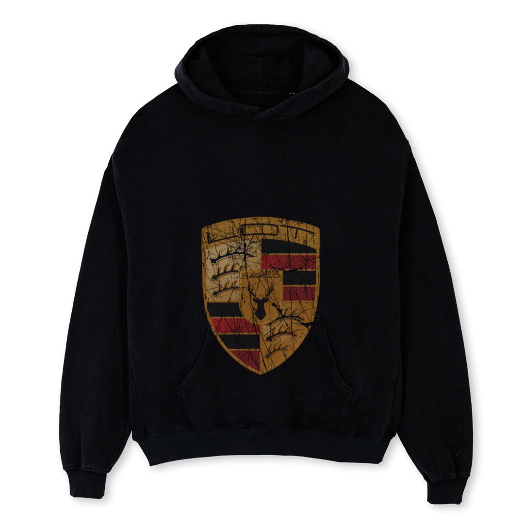 LDTRACINGBLACKHOODIE Black Oversized Hoodie.