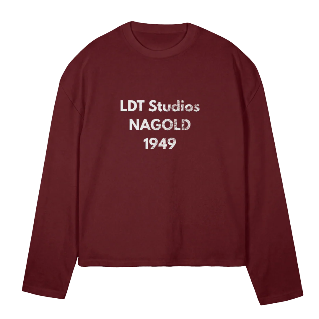 LDTSTUDIOSROTLS Burgundy Oversized Boxy LS Tee.
