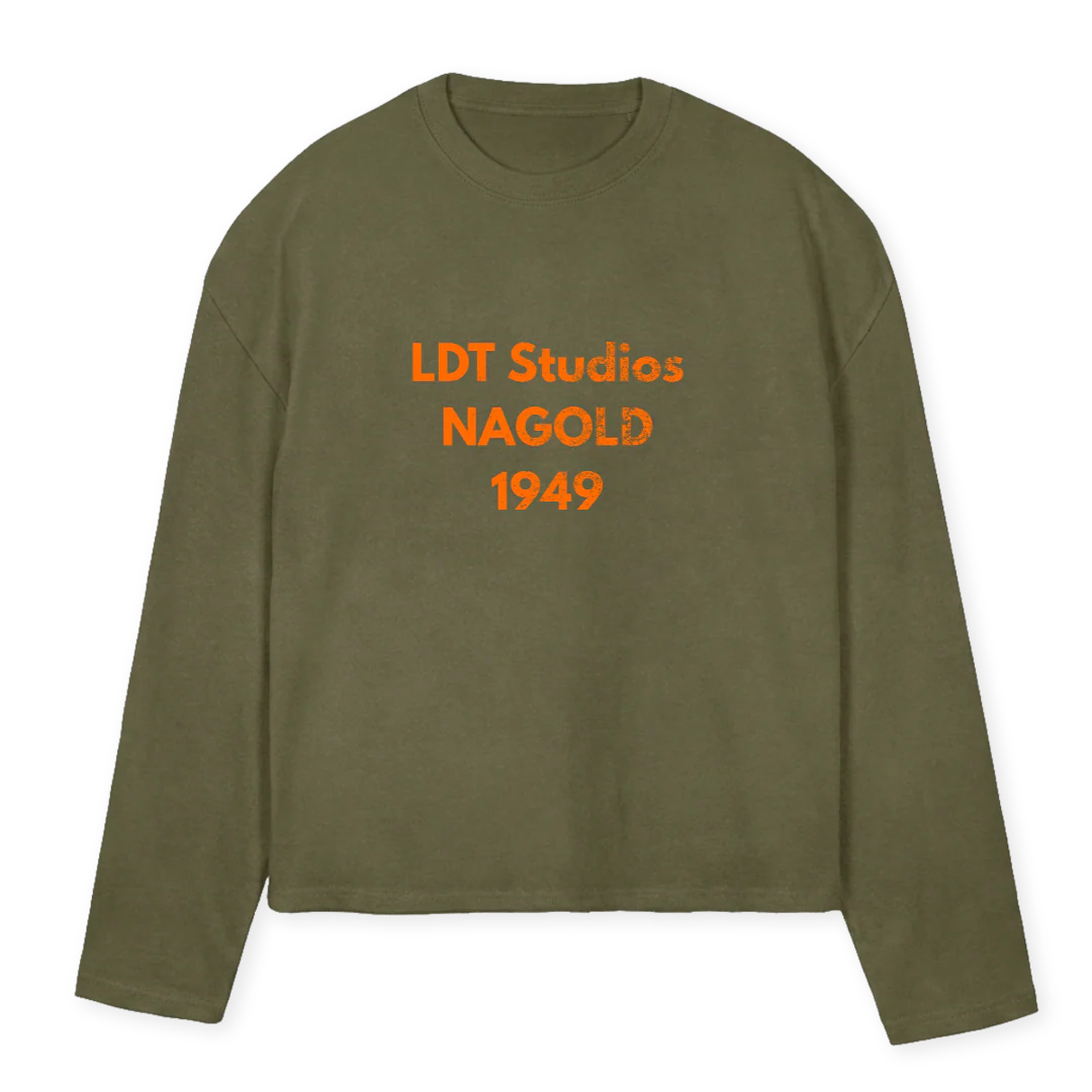 LDTSTUDIOSYELS Vintage Olive Oversized Boxy LS Tee.