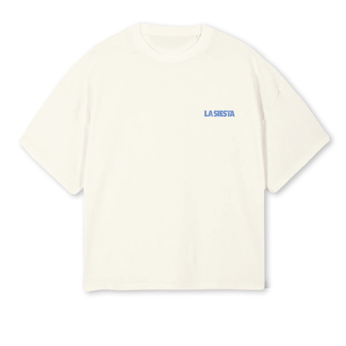 LESSSIESTALONG Cream Oversized Boxy Tee.