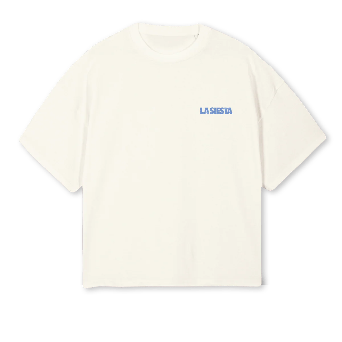 LESSSIESTAMOREFIESTA Cream Oversized Boxy Tee.