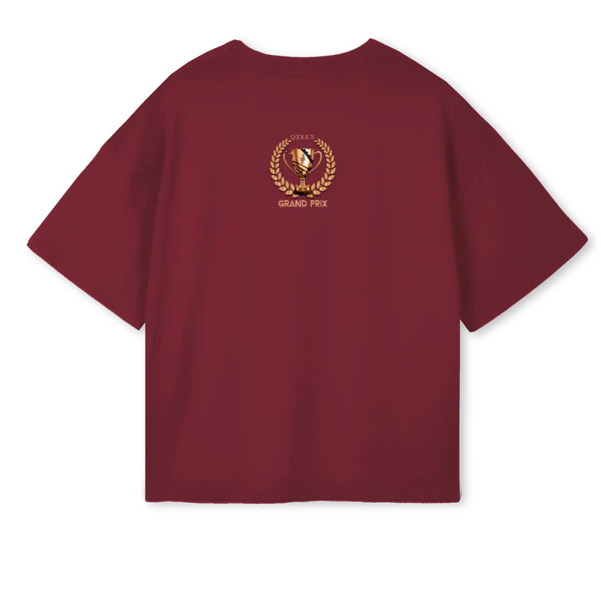 LET HER DRIFT Burgundy Oversized Boxy Tee. - Image 2