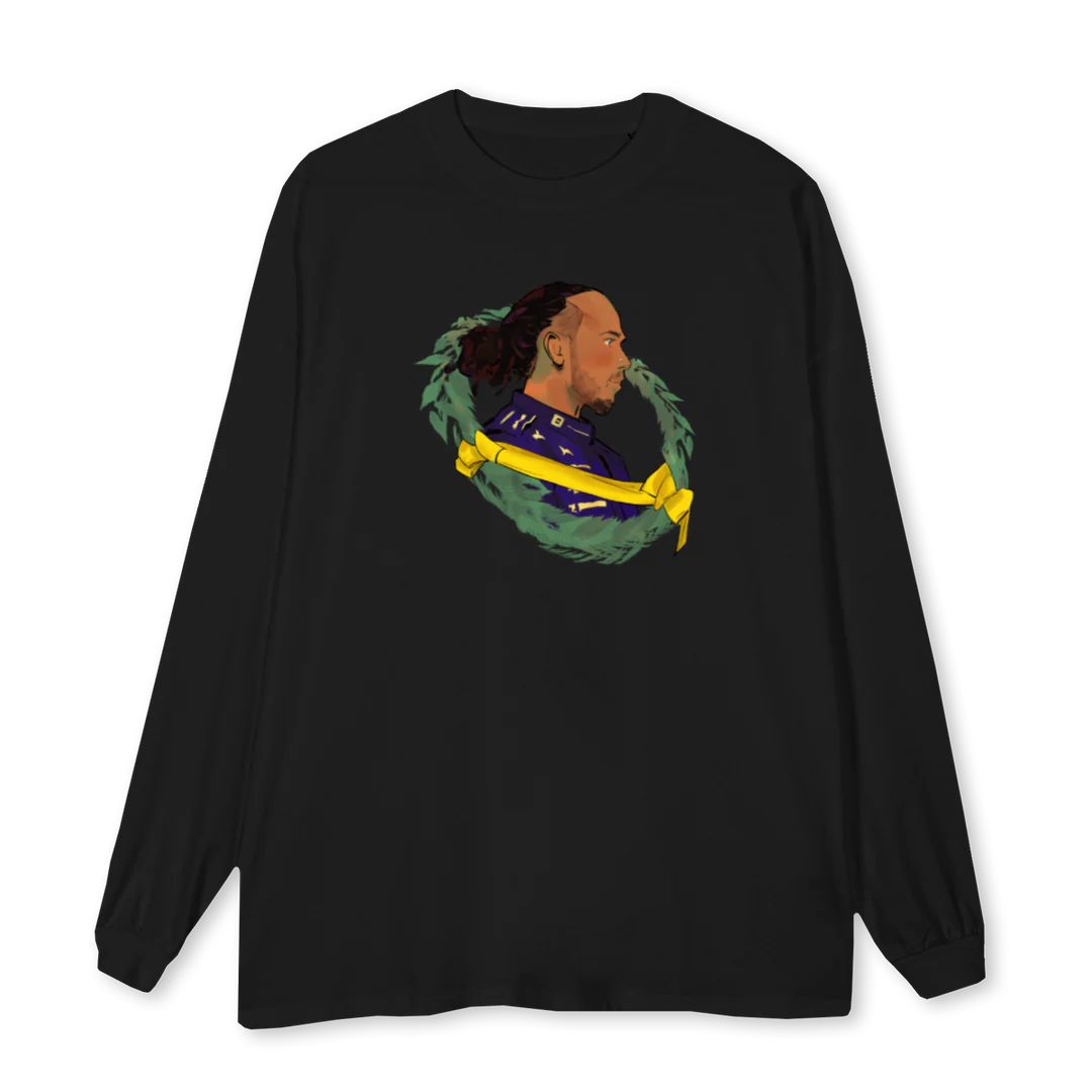 LEWISCREWNECKBLACK Black Oversized LS Tee.