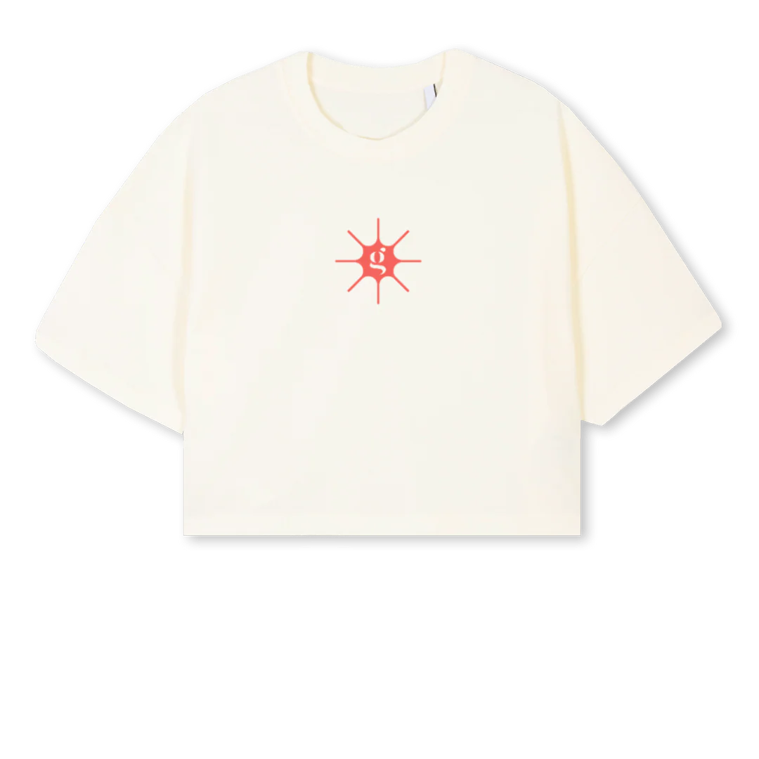 LIBMAIN Cream Cropped Oversized Tee.