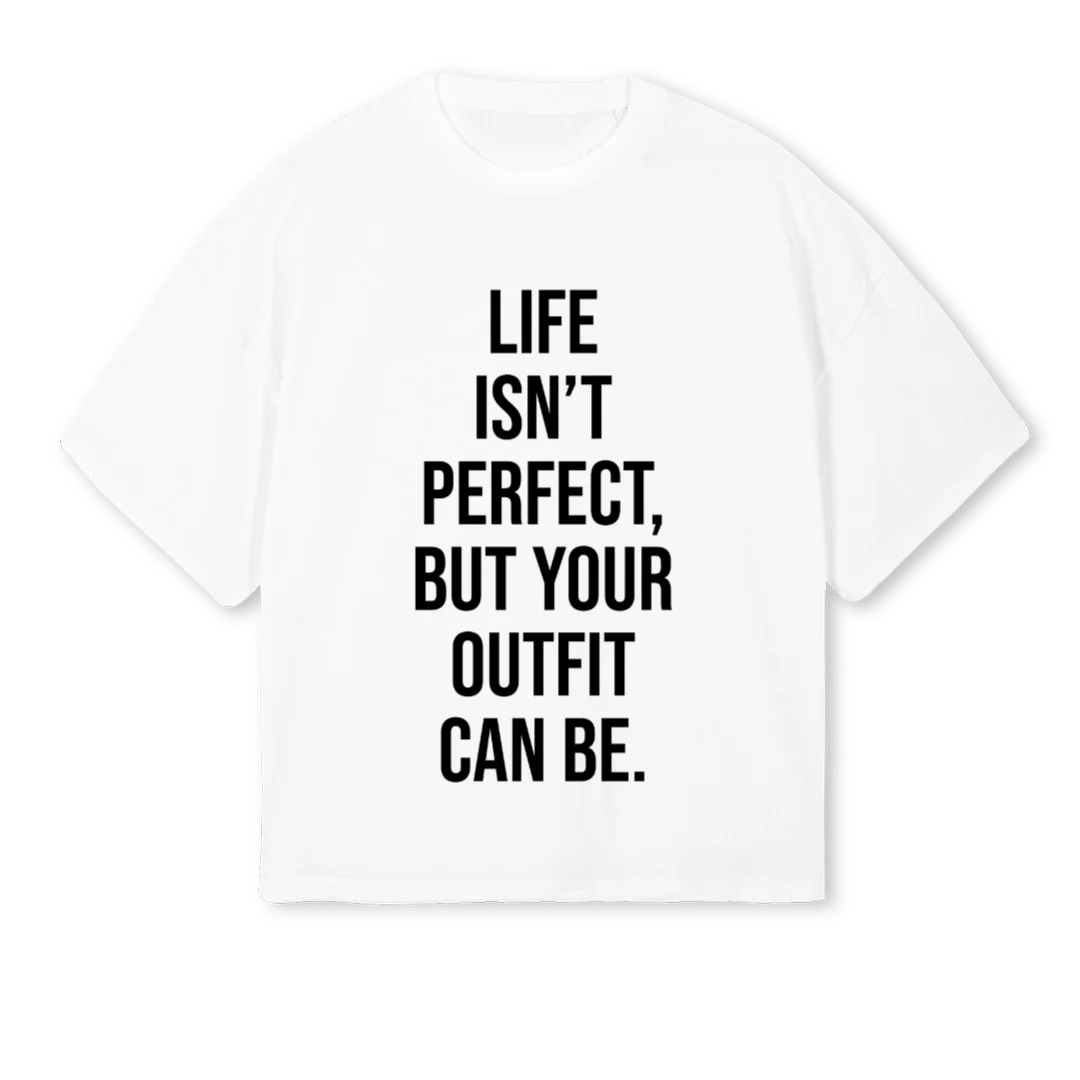 LIFEE White Oversized Boxy Tee.