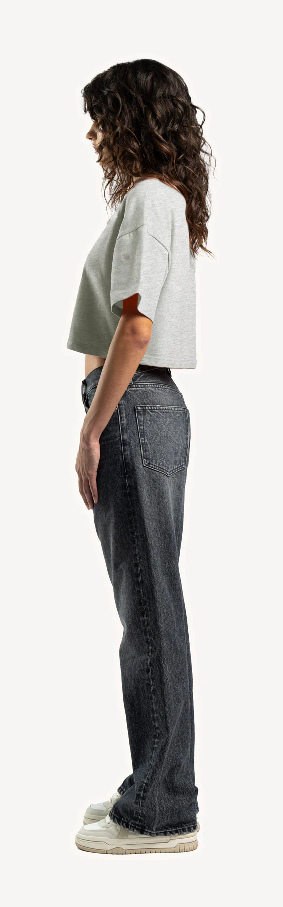 Light Grey Marl Cropped Oversized Tee. - Image 8