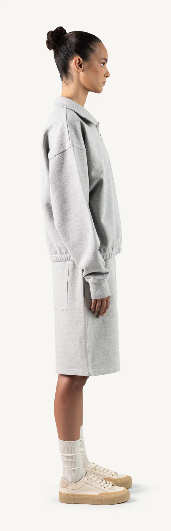 Light Grey Marl Oversized Boxy 1/4-Zip Sweater. - Image 4
