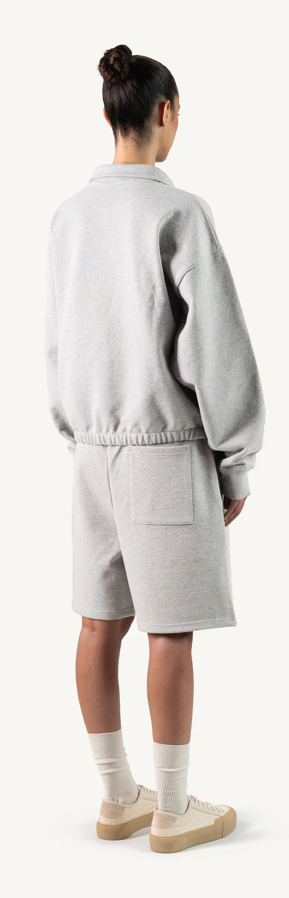 Light Grey Marl Oversized Boxy 1/4-Zip Sweater. - Image 5