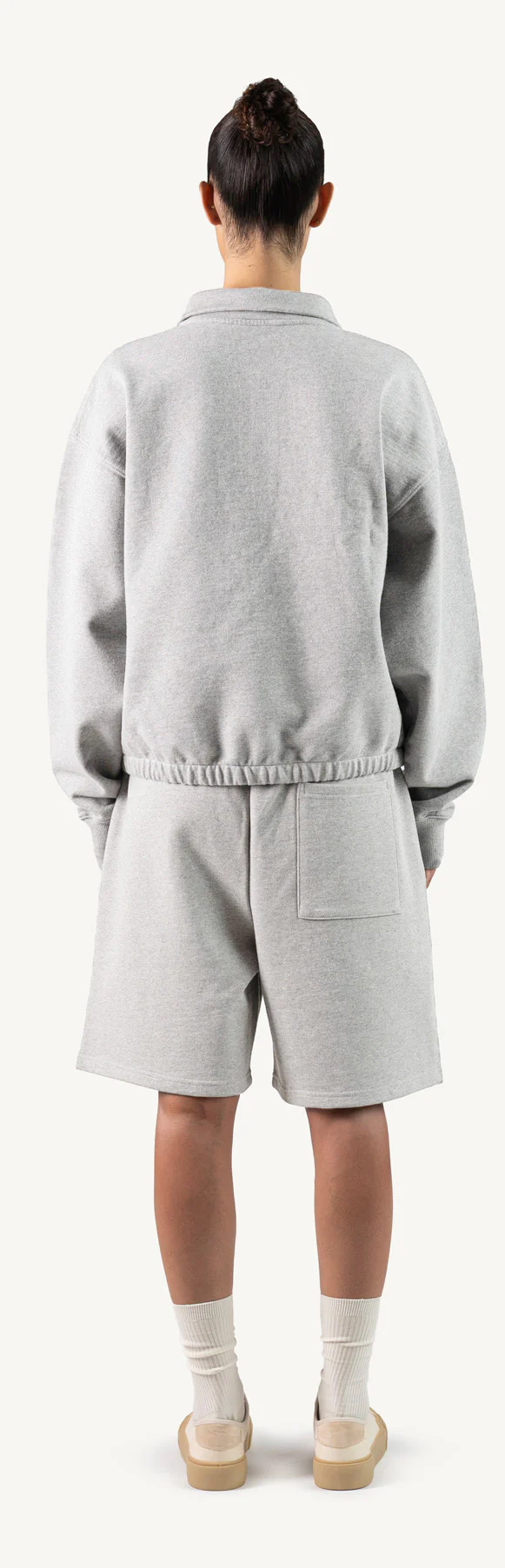 Light Grey Marl Oversized Boxy 1/4-Zip Sweater. - Image 6