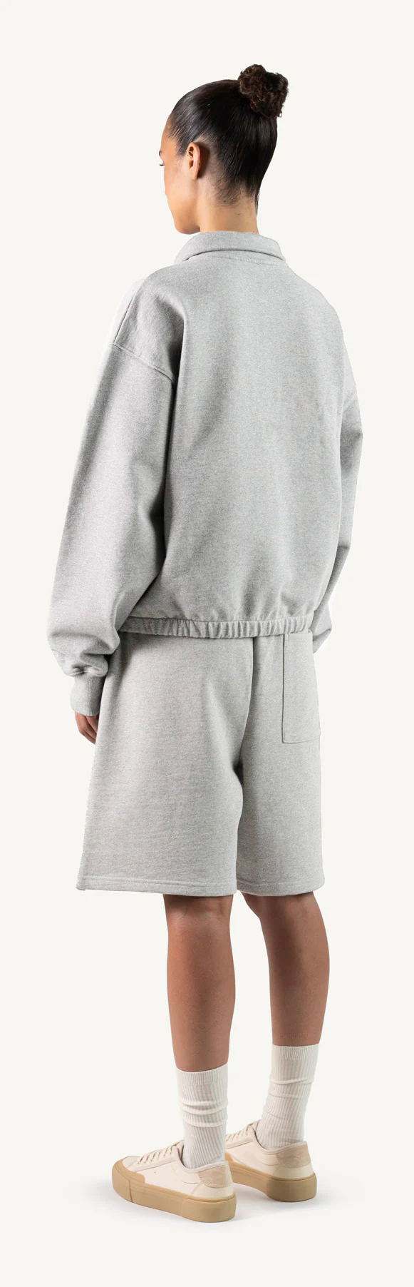 Light Grey Marl Oversized Boxy 1/4-Zip Sweater. - Image 7