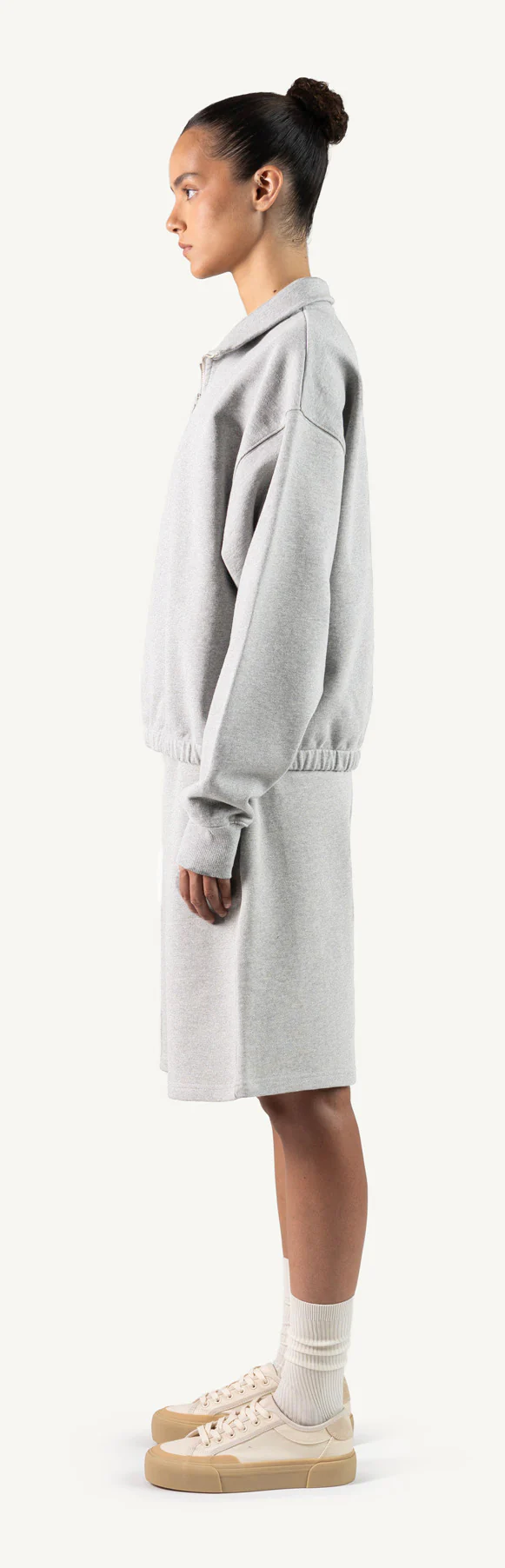 Light Grey Marl Oversized Boxy 1/4-Zip Sweater. - Image 8