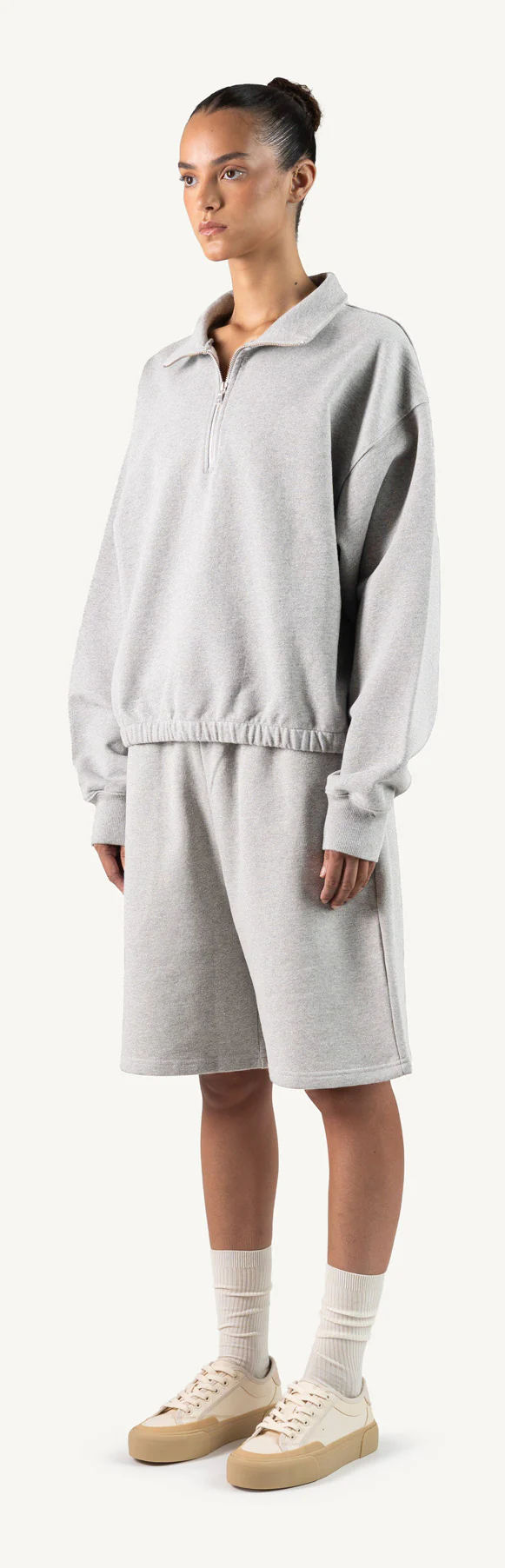Light Grey Marl Oversized Boxy 1/4-Zip Sweater. - Image 9