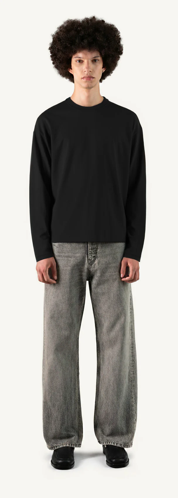 Black Oversized Boxy LS Tee. - Image 2