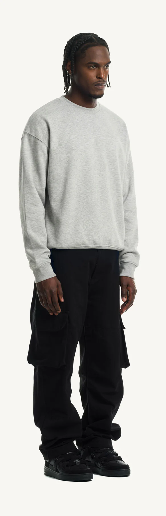 Light Grey Marl Oversized Crewneck Sweater. - Image 3