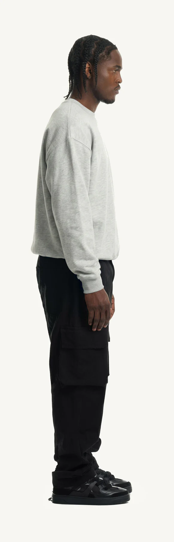 Light Grey Marl Oversized Crewneck Sweater. - Image 4