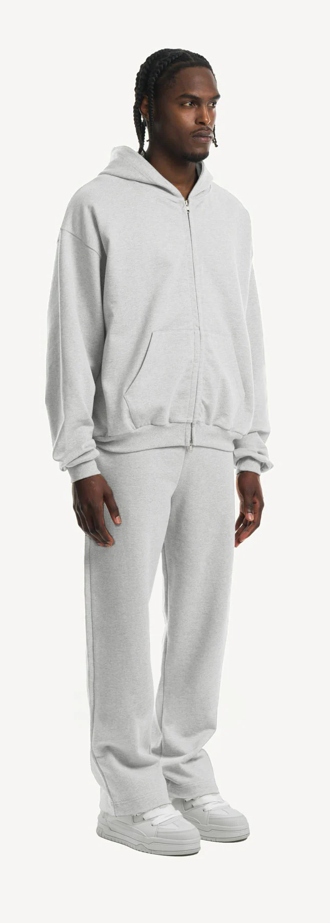 Light Grey Marl Oversized Zipped Hoodie. - Image 3