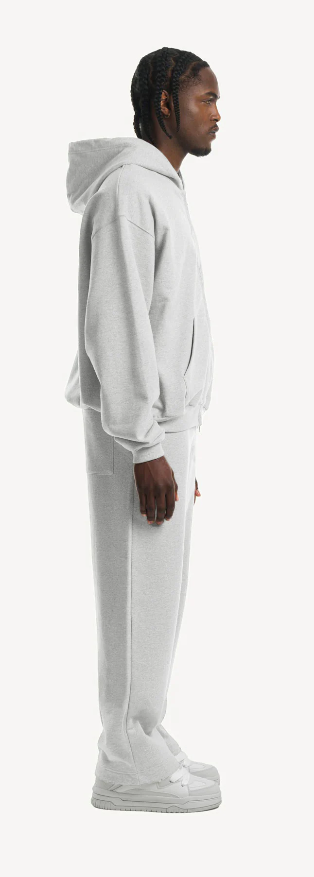 Light Grey Marl Oversized Zipped Hoodie. - Image 4