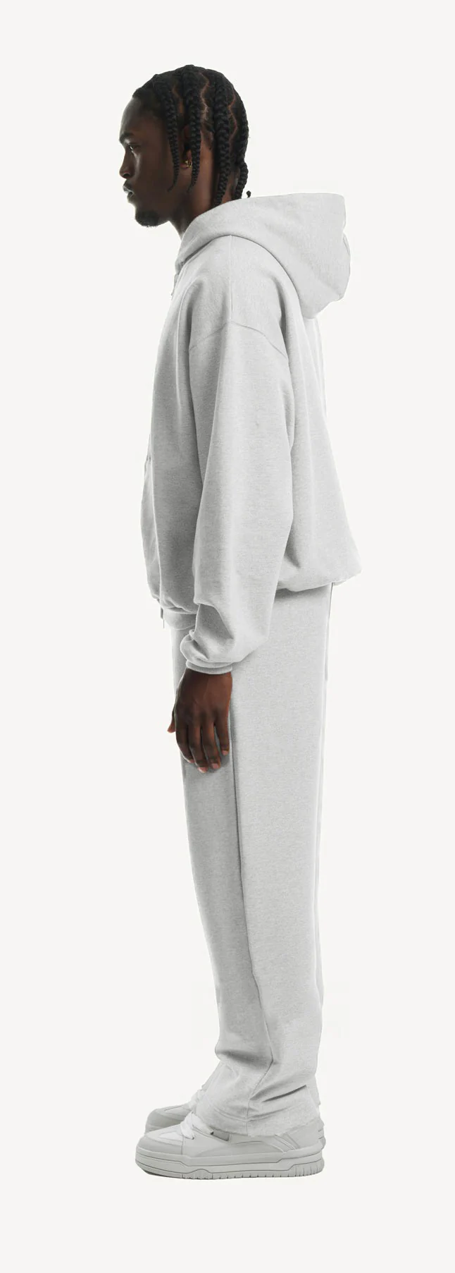 Light Grey Marl Oversized Zipped Hoodie. - Image 8