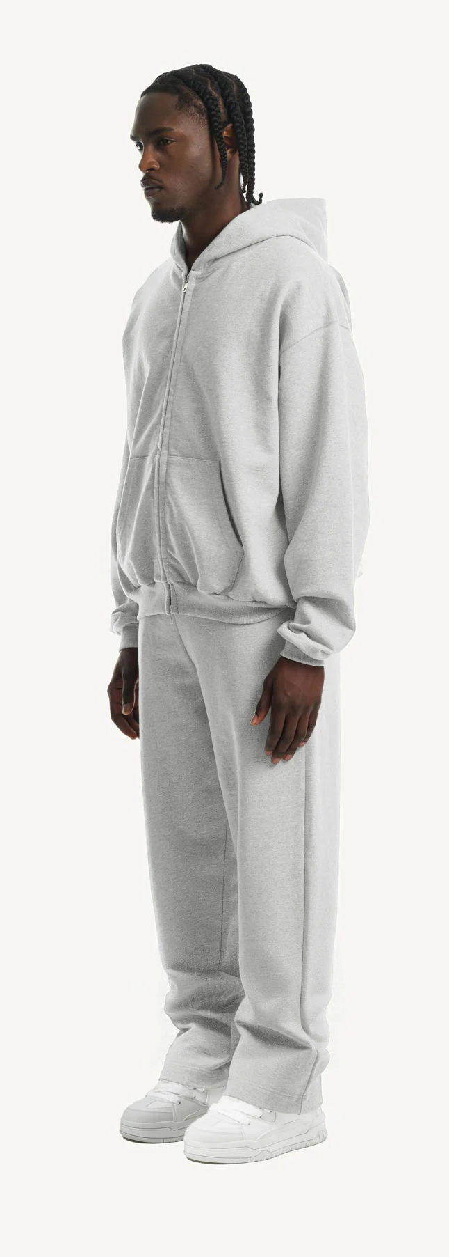 Light Grey Marl Oversized Zipped Hoodie. - Image 9