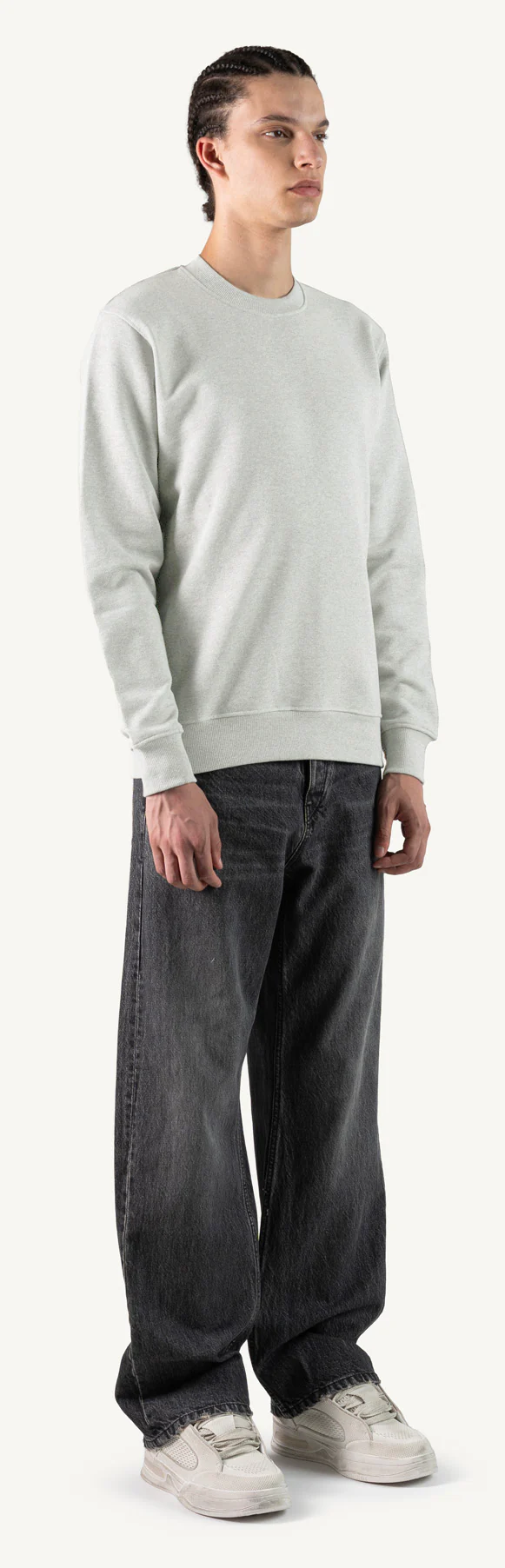 Light Grey Marl Regular Crewneck Sweater. - Image 3