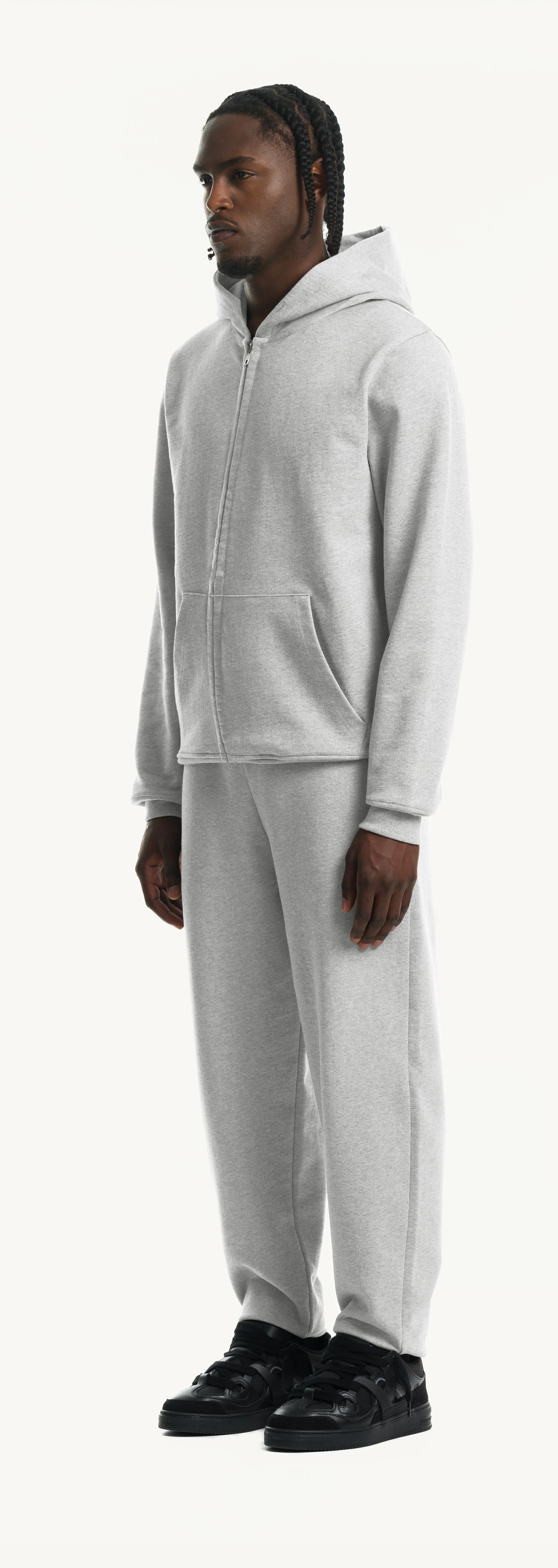 Light Grey Marl Regular Zipped Hoodie. - Image 9