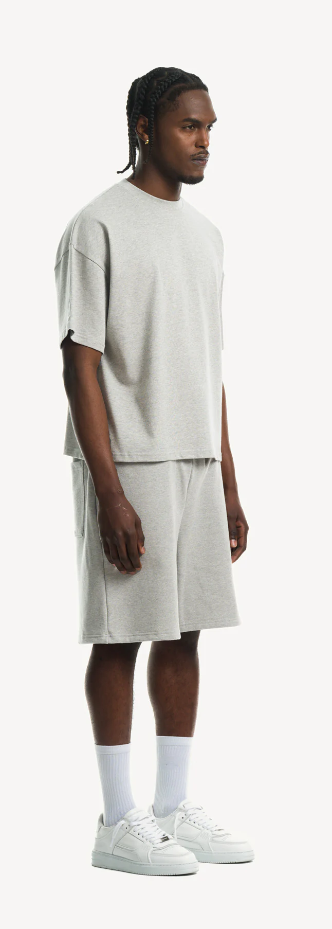 Light Grey Marl Relaxed Sweatshorts. - Image 3