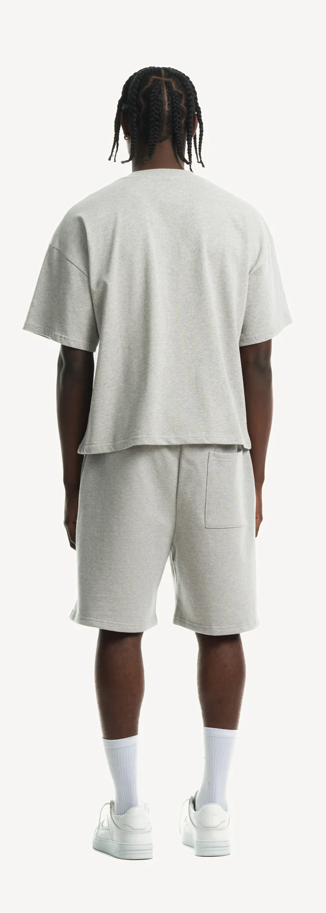 Light Grey Marl Relaxed Sweatshorts. - Image 6