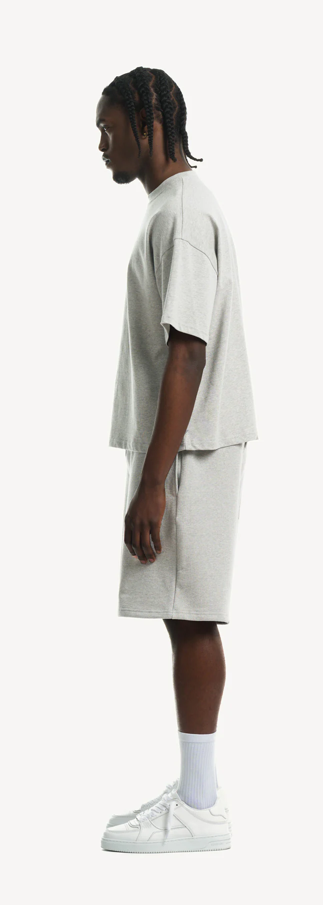 Light Grey Marl Relaxed Sweatshorts. - Image 8
