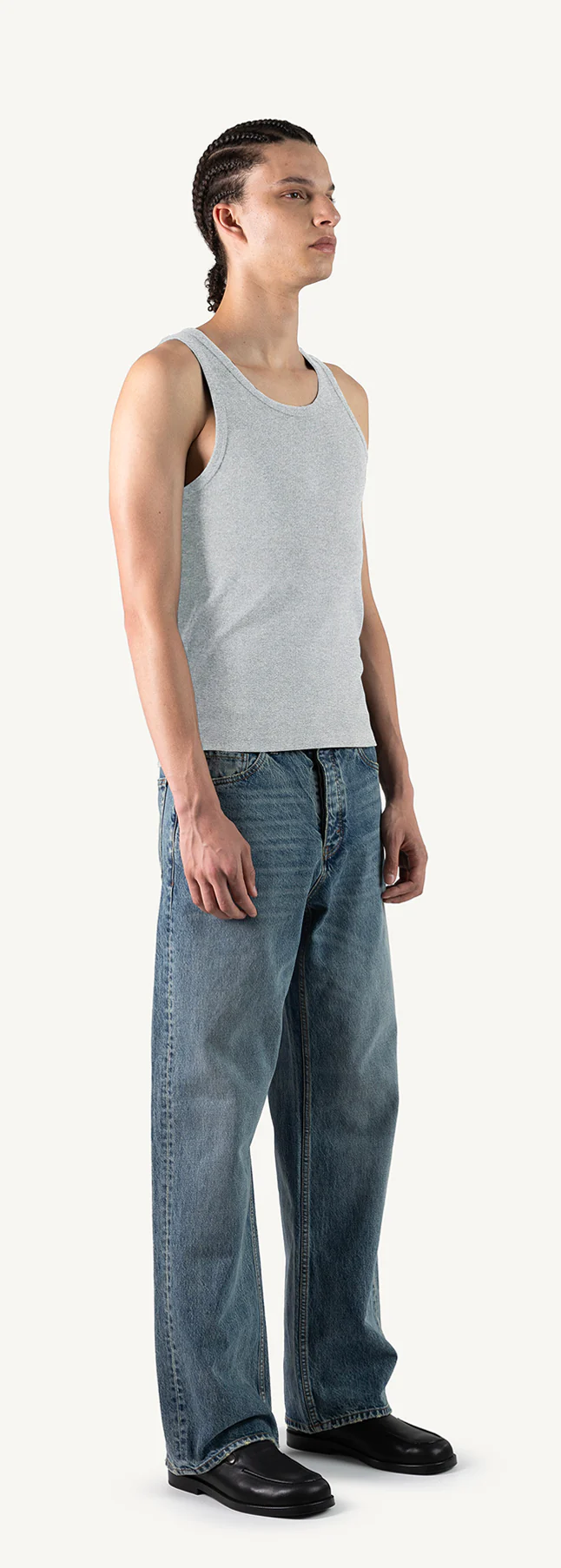 Light Grey Marl Slim Ribbed Tank. - Image 3