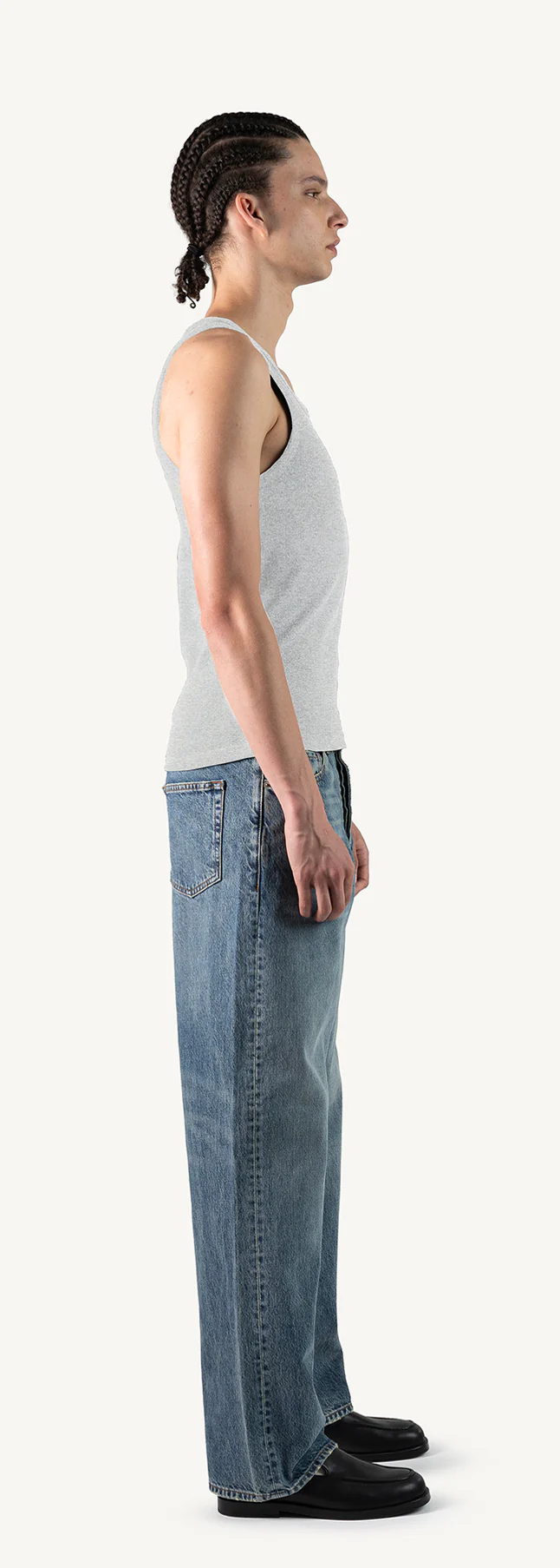 Light Grey Marl Slim Ribbed Tank. - Image 4