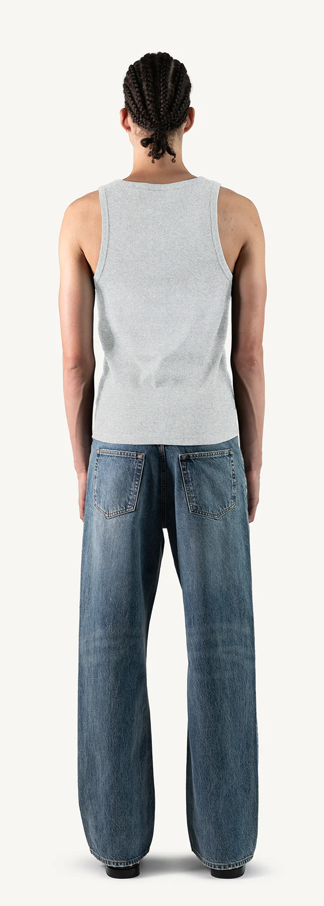 Light Grey Marl Slim Ribbed Tank. - Image 6