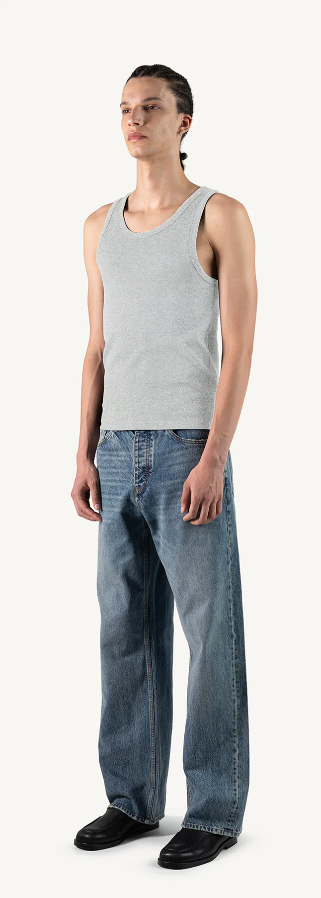 Light Grey Marl Slim Ribbed Tank. - Image 9