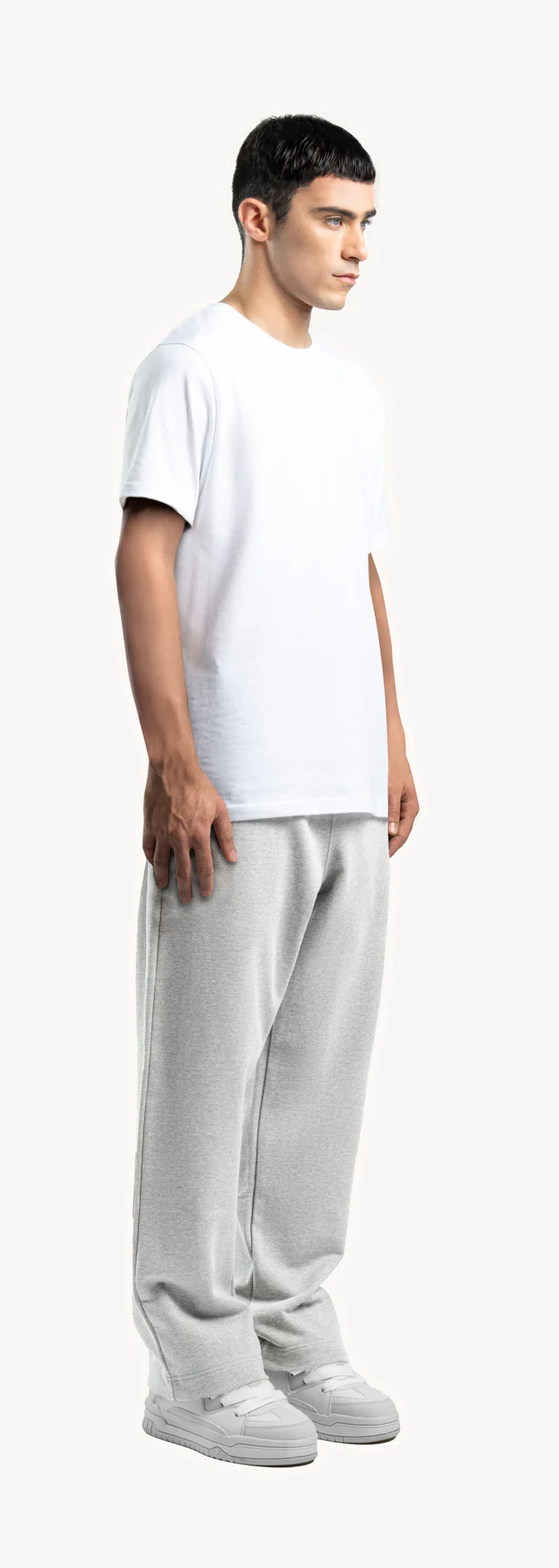 Light Grey Marl Straight-Leg Relaxed Sweatpants. - Image 3
