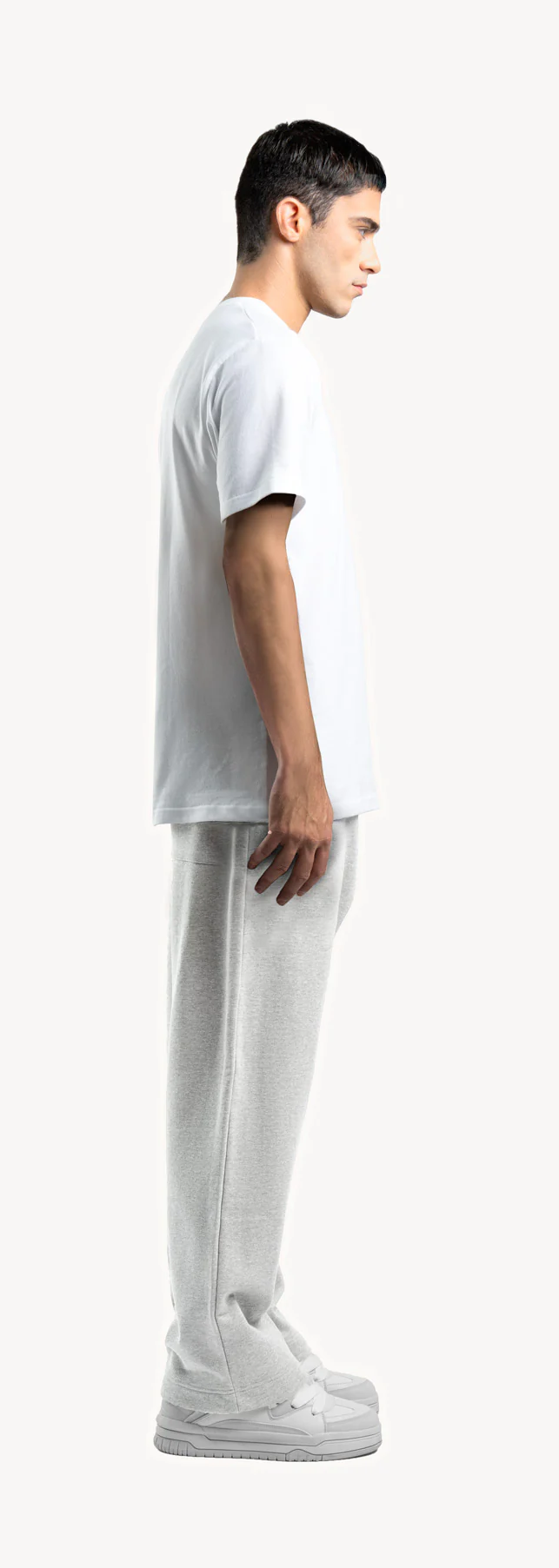 Light Grey Marl Straight-Leg Relaxed Sweatpants. - Image 4