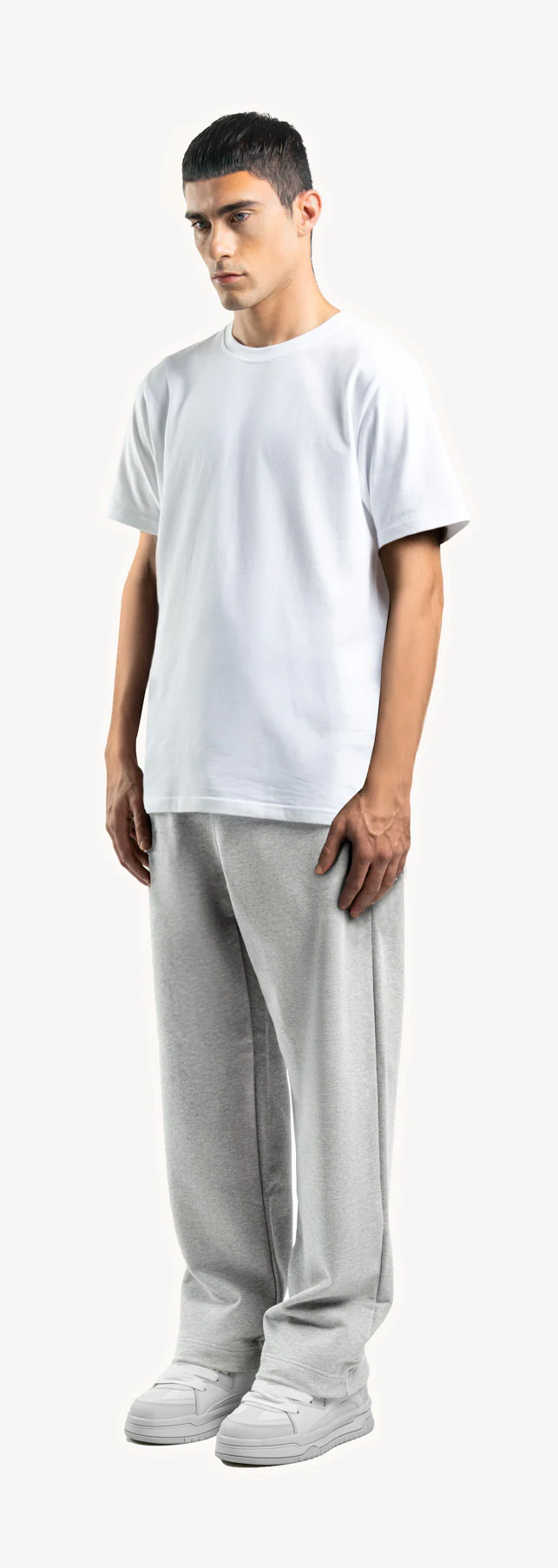 Light Grey Marl Straight-Leg Relaxed Sweatpants. - Image 9
