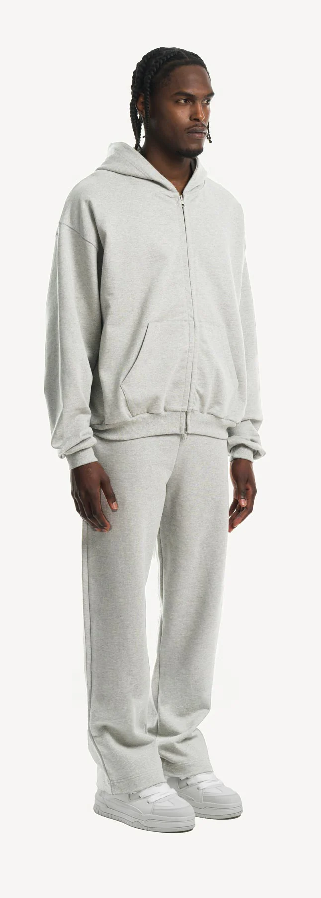 Light Grey Marl Ultra Heavy Oversized Zipped Hoodie. - Image 3
