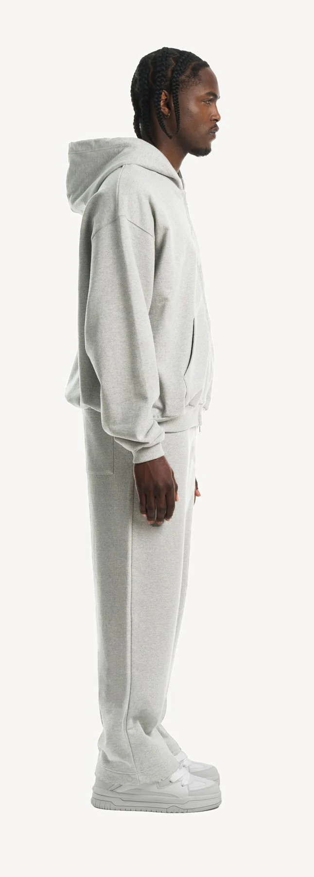 Light Grey Marl Ultra Heavy Oversized Zipped Hoodie. - Image 4