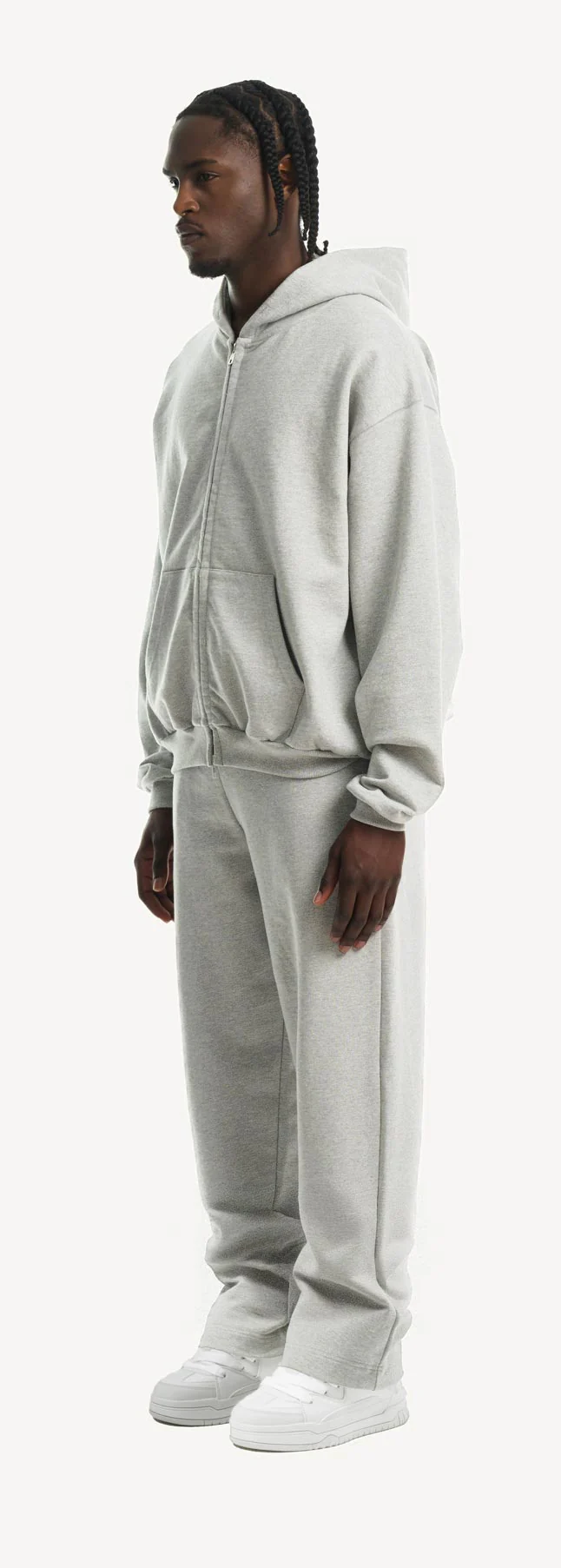 Light Grey Marl Ultra Heavy Oversized Zipped Hoodie. - Image 9