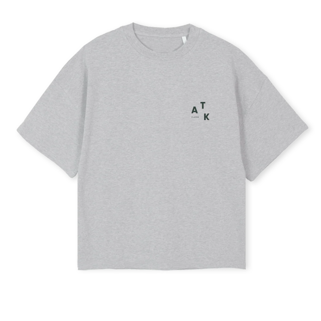 LIGHTGREYGREEN Light Grey Marl Oversized Boxy Tee.