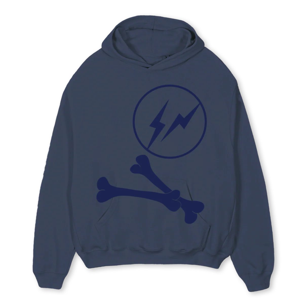 LIGHTNINGFRAG Navy Blue Oversized Hoodie.