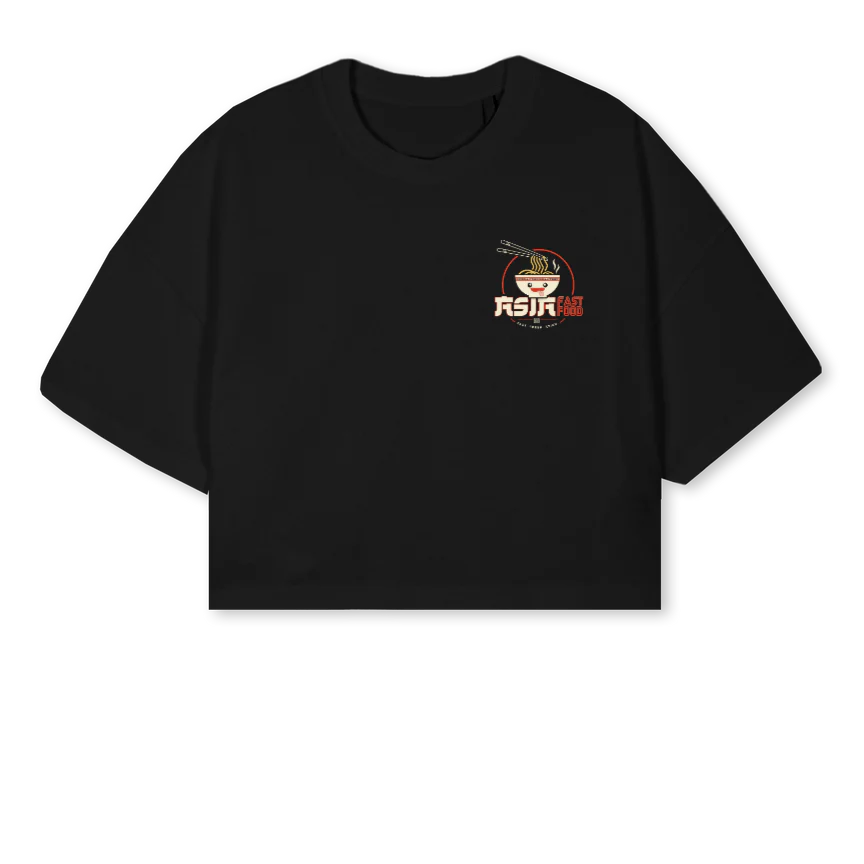 LILOU Black Cropped Oversized Tee.